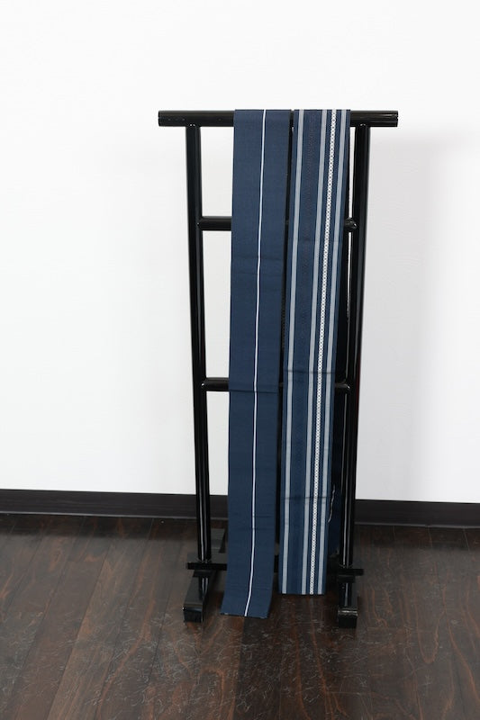 Men's Kaku-obi sash belt Reversible: Shades of navy and white pre-owned /AZ9