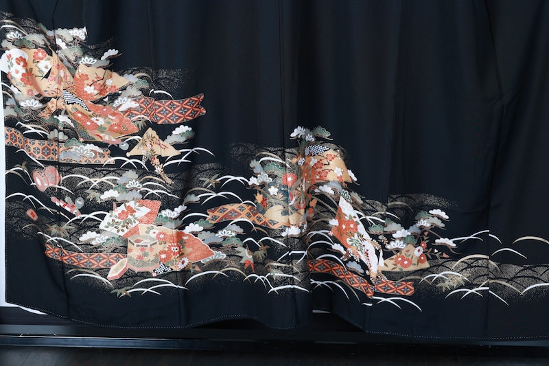 Kutoromesode kimono flower gold silver pre-owned /AZ172