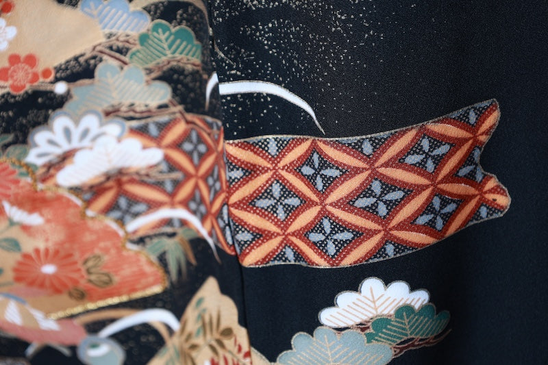 Kutoromesode kimono flower gold silver pre-owned /AZ172
