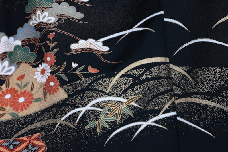 Kutoromesode kimono flower gold silver pre-owned /AZ172