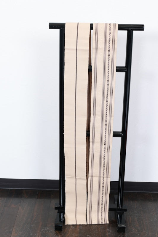 Men's Kaku-obi sash belt beige brown pre-owned /AZ17
