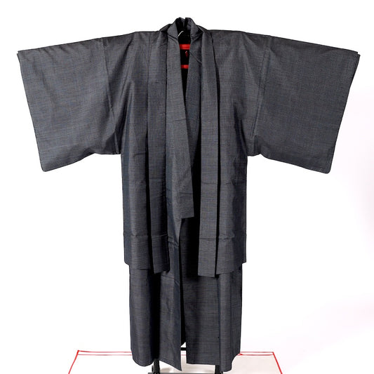 Japanese Men’s kimono  Men’s kimono jacket 2piece set  L-size 100% silk  /A112