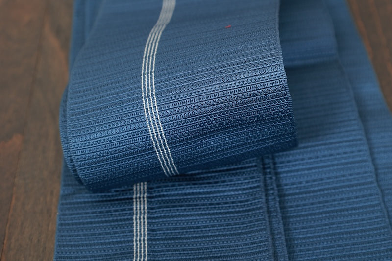 Men's Kaku-obi sash belt blue white pre-owned /AZ11