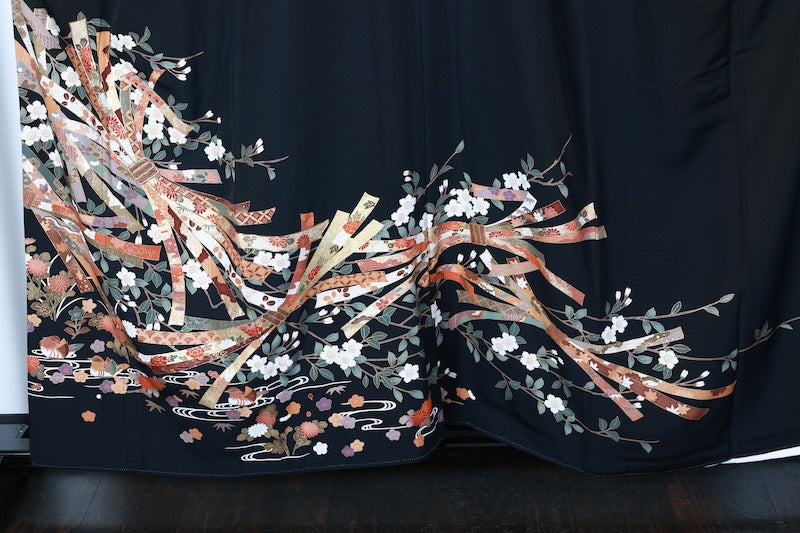 Kurotomesode kimono gold broen Gold piece processing pre-owned /AZ169