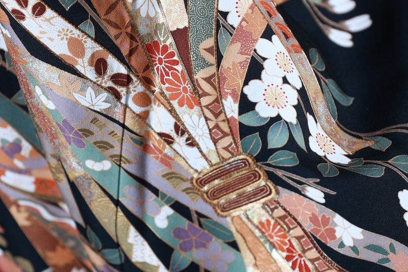 Kurotomesode kimono gold broen Gold piece processing pre-owned /AZ169