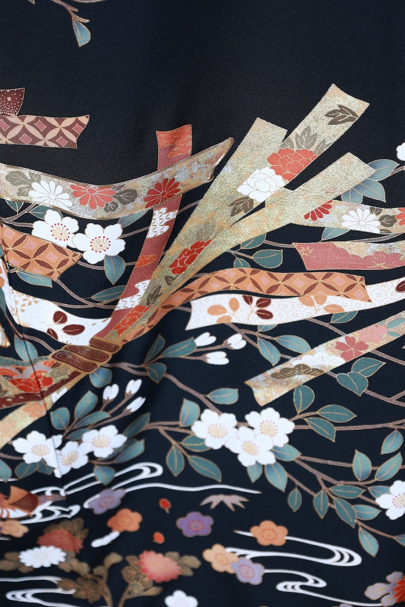 Kurotomesode kimono gold broen Gold piece processing pre-owned /AZ169