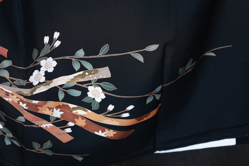 Kurotomesode kimono gold broen Gold piece processing pre-owned /AZ169