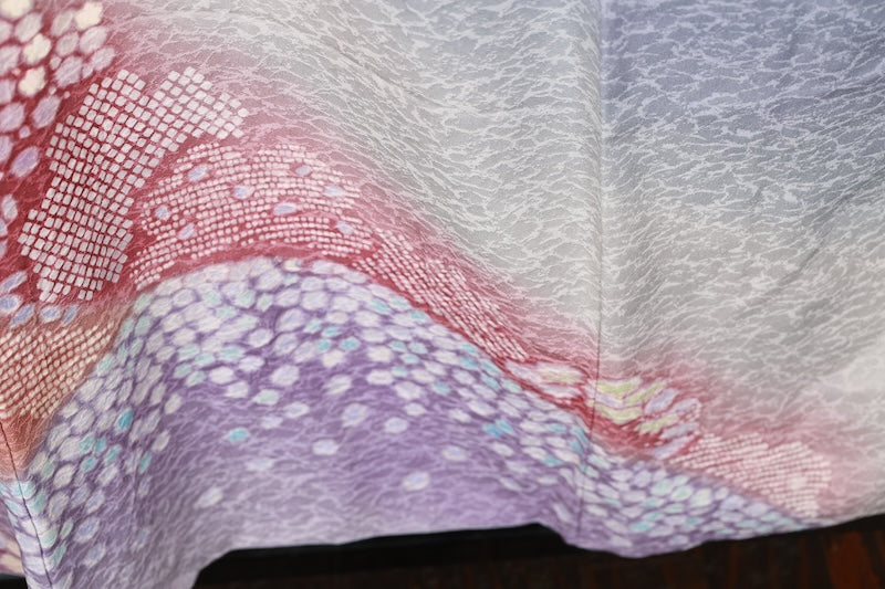 Houmongi kimono blue gray pre-owned /R646