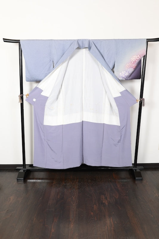 Houmongi kimono blue gray pre-owned /R646