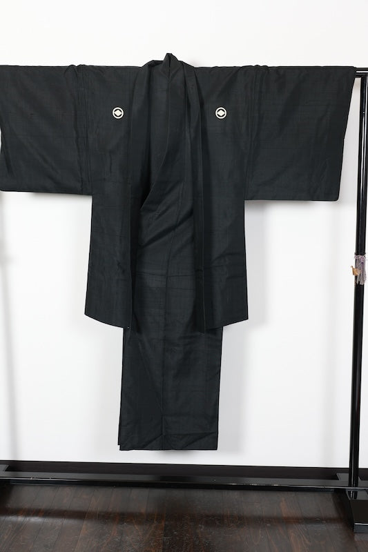Men's kimono Haori 2-piece set black pre-owned /AZ18