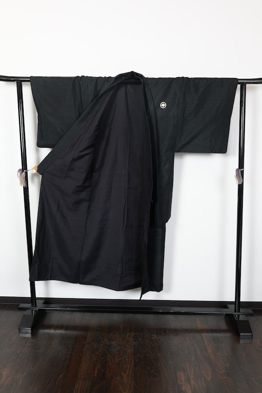 Men's kimono Haori 2-piece set black pre-owned /AZ18
