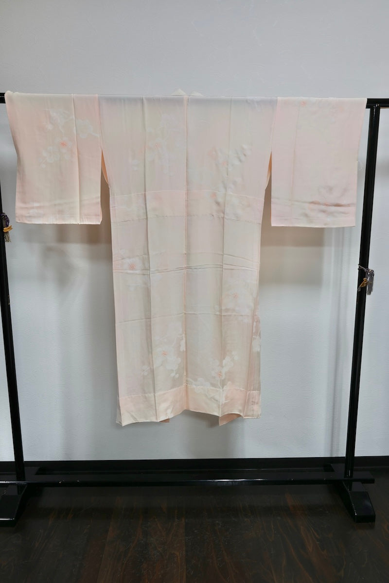 Nagajuban (long under-kimono)　light pink white pre-owned /AZ41