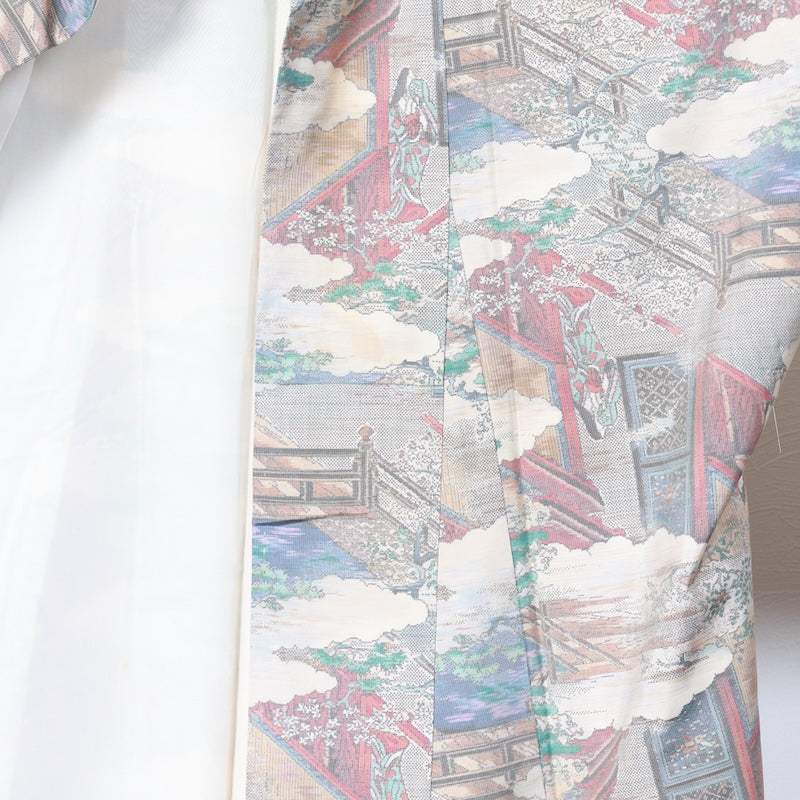 Japanese kimono used <Tsumugi> Msize  silk 100% /T229