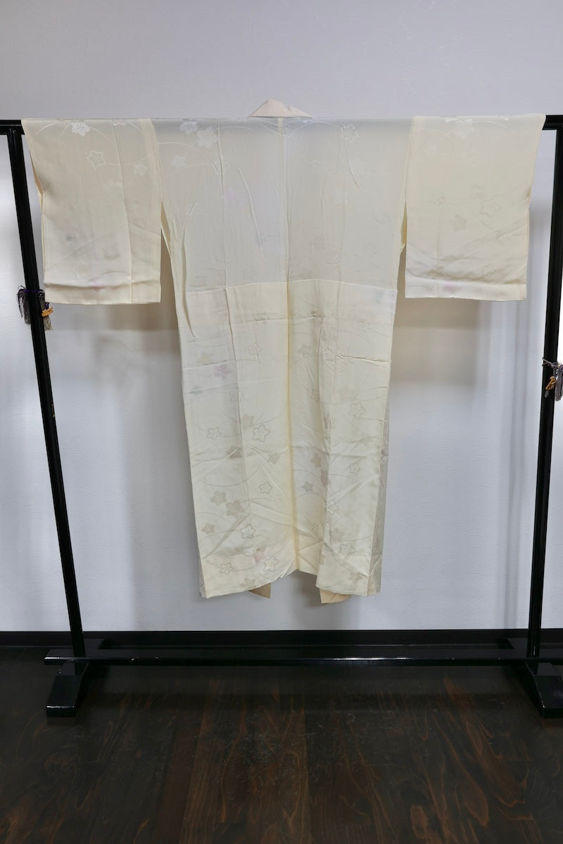 Nagajuban (long under-kimono) light yellow light pink pre-owned /AZ35