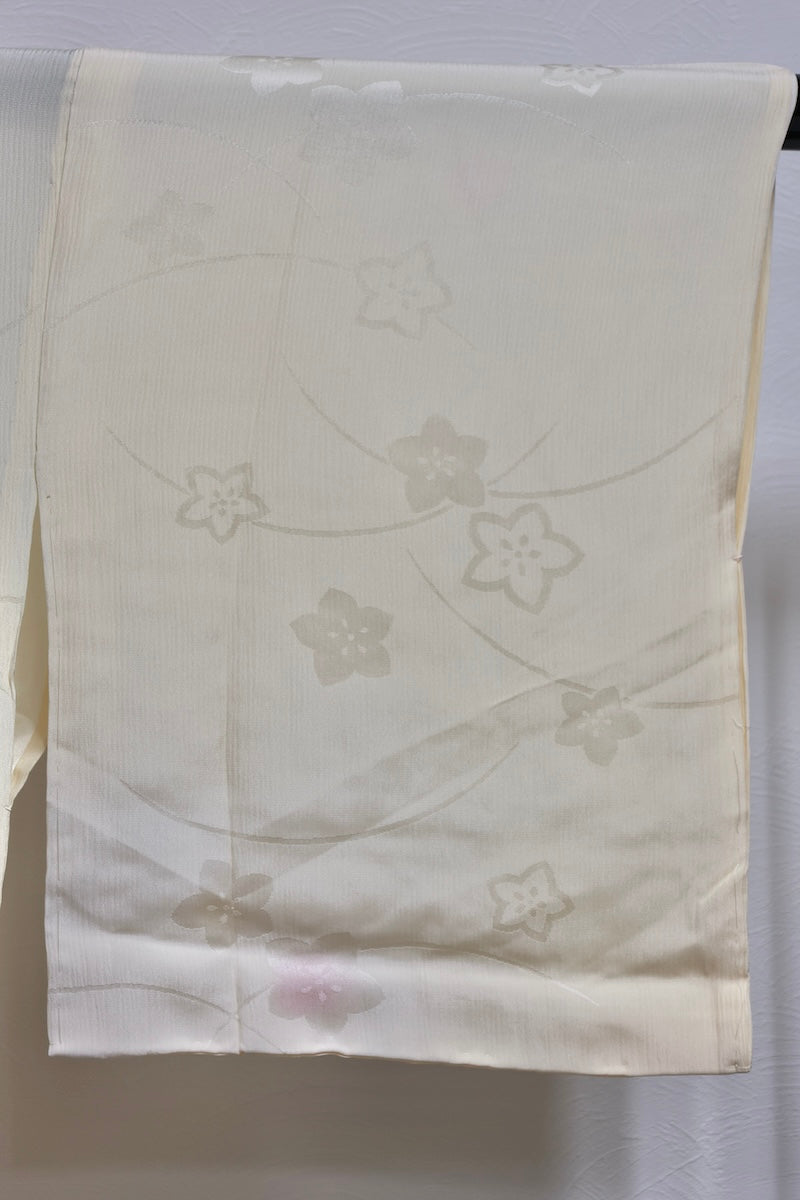 Nagajuban (long under-kimono) light yellow light pink pre-owned /AZ35