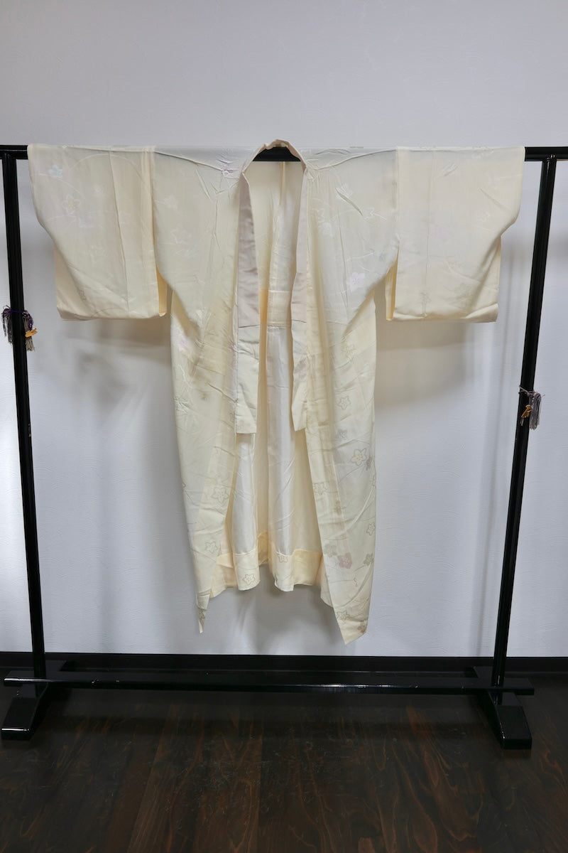 Nagajuban (long under-kimono) light yellow light pink pre-owned /AZ35