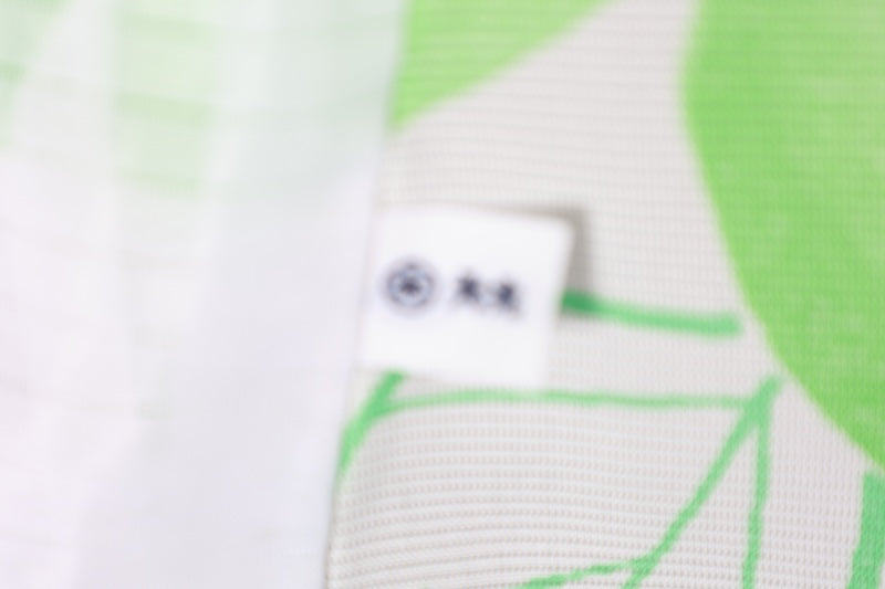 Summer  kimono used, white and green with floral pattern, L121