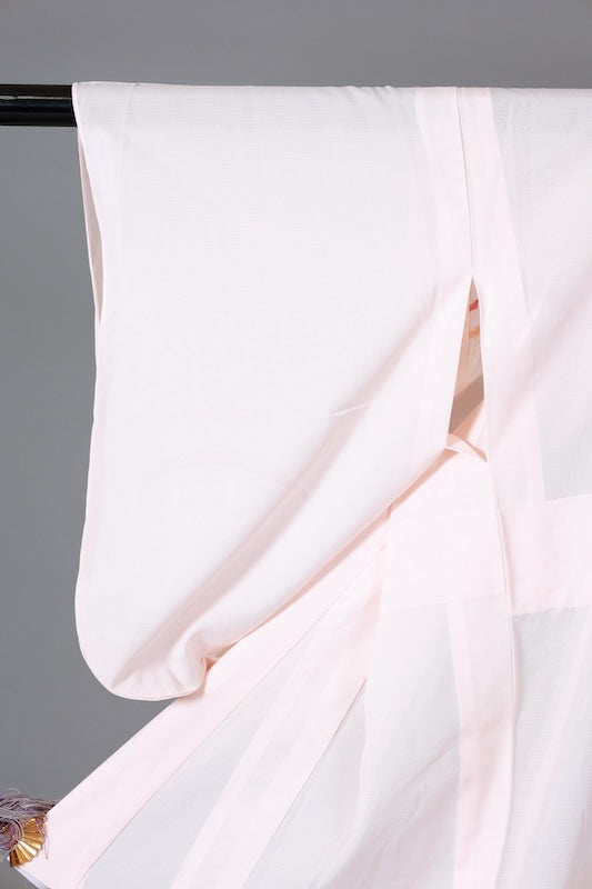 Summer formal kimono used (Ro silk), shades of pink, gold, white, dewdrop pattern, size L120