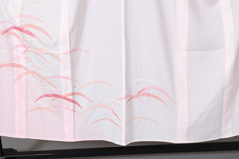 Summer formal kimono used (Ro silk), shades of pink, gold, white, dewdrop pattern, size L120