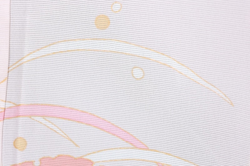 Summer formal kimono used (Ro silk), shades of pink, gold, white, dewdrop pattern, size L120