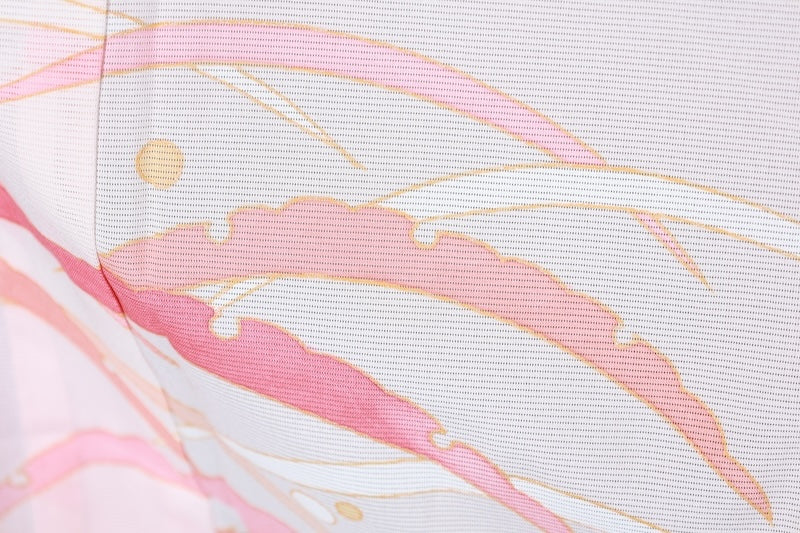Summer formal kimono used (Ro silk), shades of pink, gold, white, dewdrop pattern, size L120