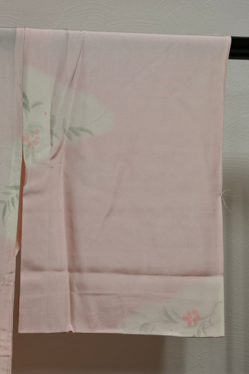 Nagajuban (long under-kimono) light pink green pre-owned /AZ32