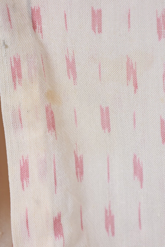 Summer kimono used, beige and coral pink, ikat pattern, handwoven, L118