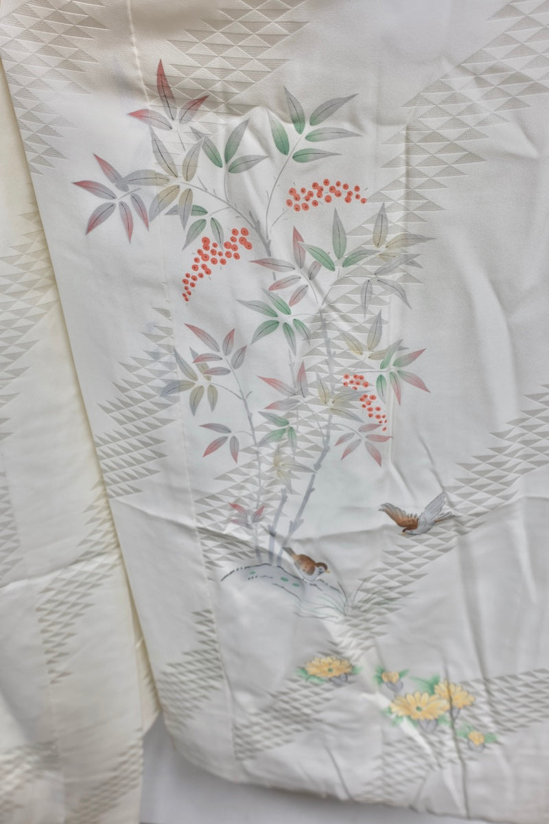 Nagajuban (long under-kimono) white yellow pre-owned /AZ31