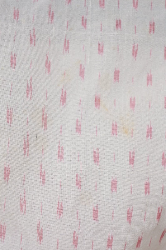 Summer kimono used, beige and coral pink, ikat pattern, handwoven, L118