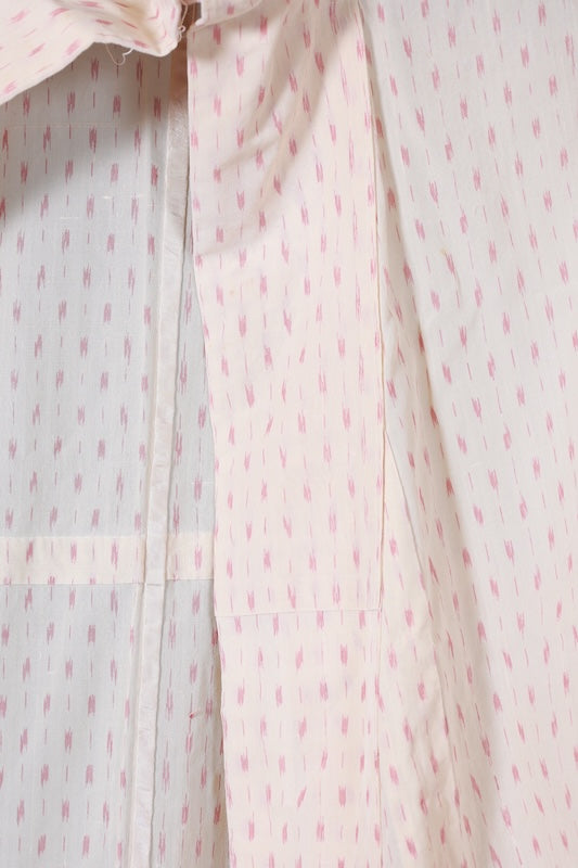 Summer kimono used, beige and coral pink, ikat pattern, handwoven, L118