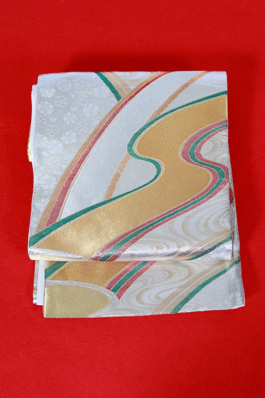 Japanese used sash belt (Fukuro-obi) 100% silk  /B1244