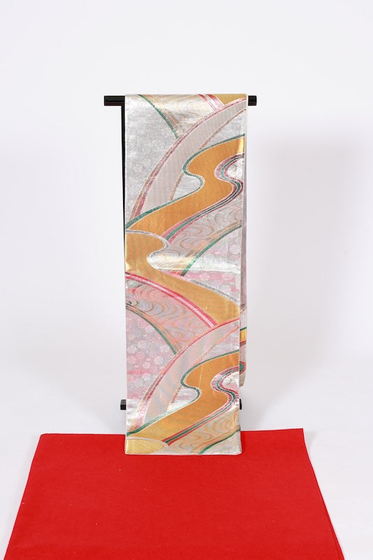 Japanese used sash belt (Fukuro-obi) 100% silk  /B1244