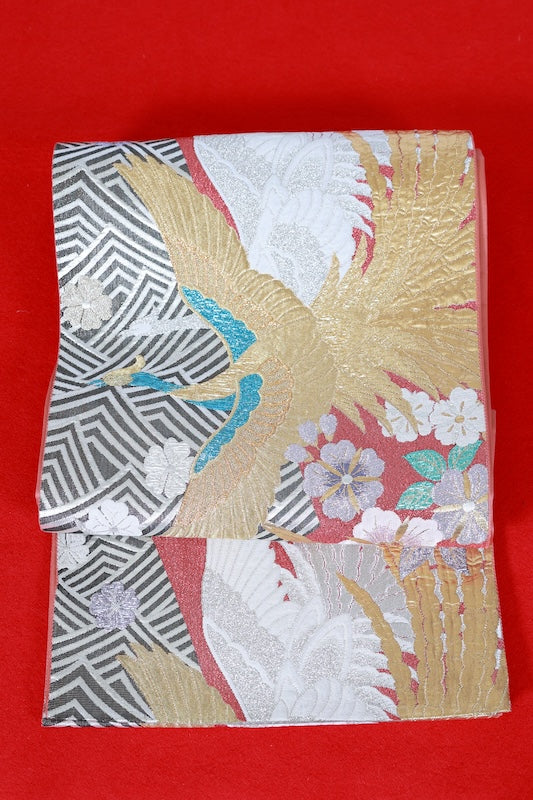 Japanese used sash belt (Fukuro-obi) 100% silk  /B1255