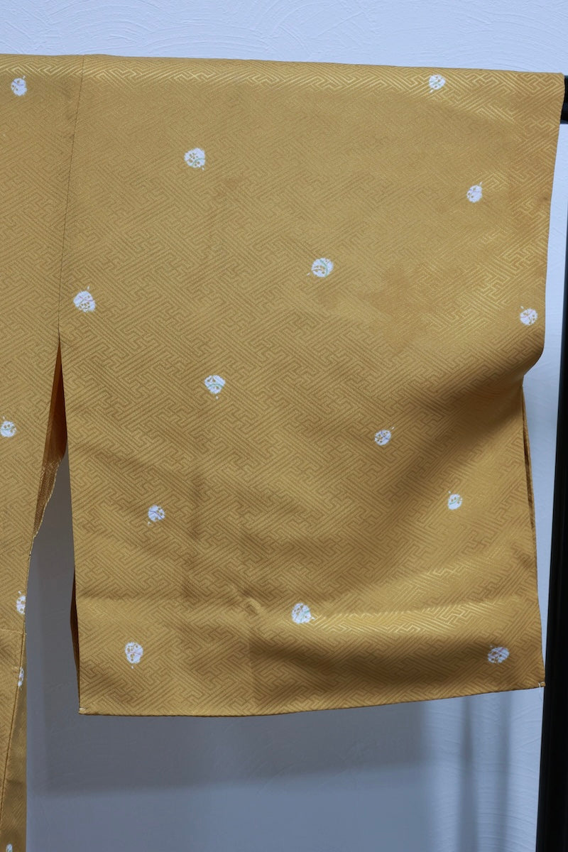 Nagajuban (long under-kimono) brown white pre-owned /AZ23