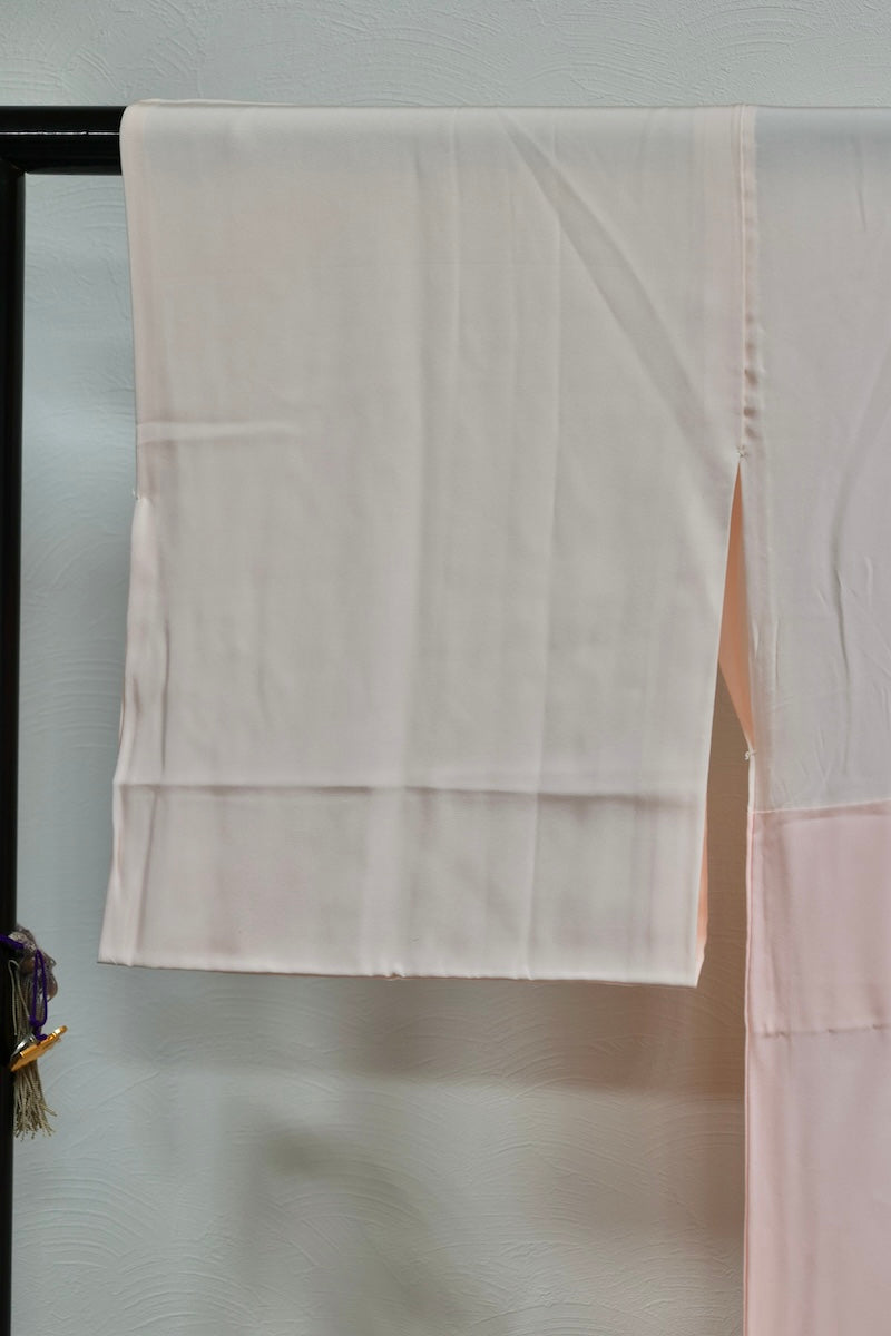 Nagajuban (long under-kimono) pink green Hand-dyed pre-owned /AZ21