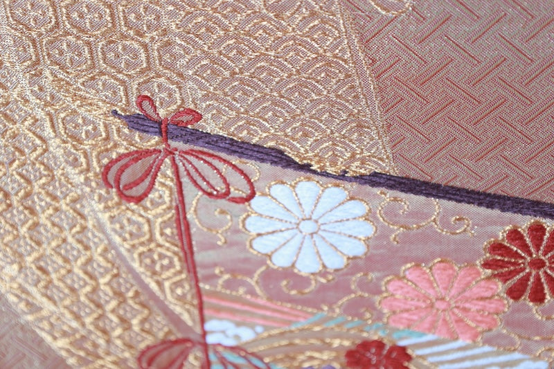 Japanese used sash belt (Fukuro-obi) 100% silk  /B1253