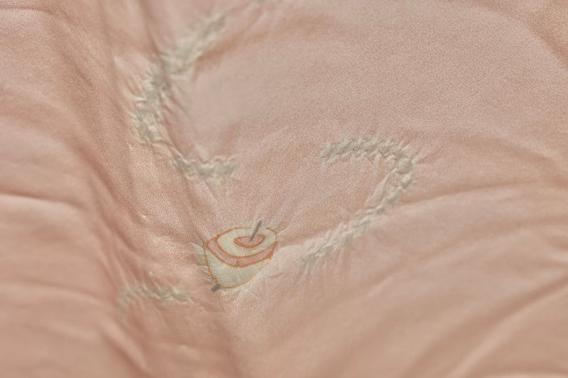 Nagajuban (long under-kimono) pink green Hand-dyed pre-owned /AZ21
