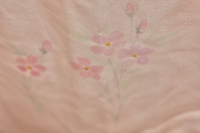 Nagajuban (long under-kimono) pink green Hand-dyed pre-owned /AZ21