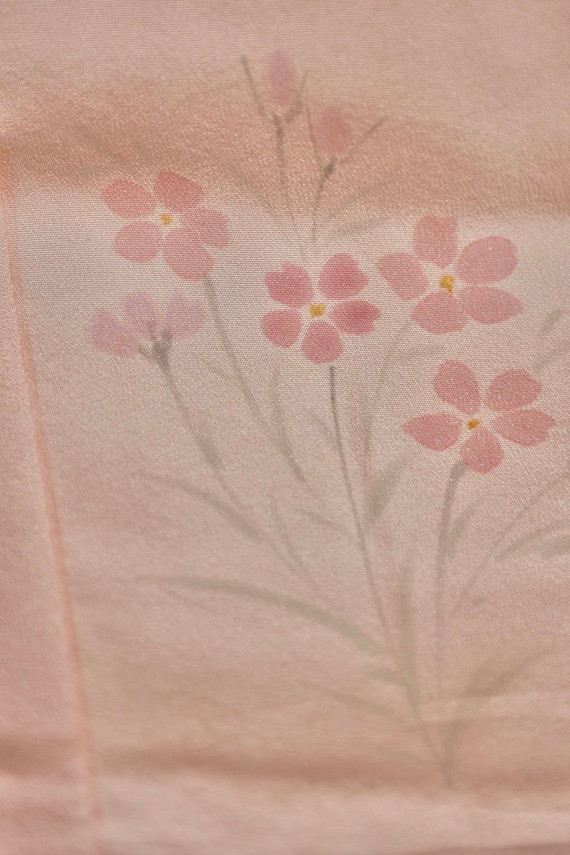 Nagajuban (long under-kimono) pink green Hand-dyed pre-owned /AZ21