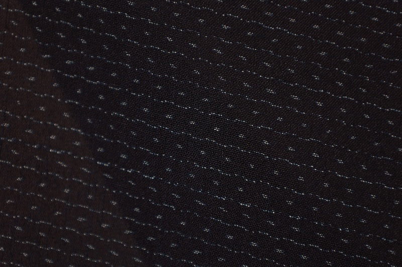 Men's summer Oshima Tsumugi  silk kimono used, shades of indigo, horizontal ikat pattern, handwoven, L148