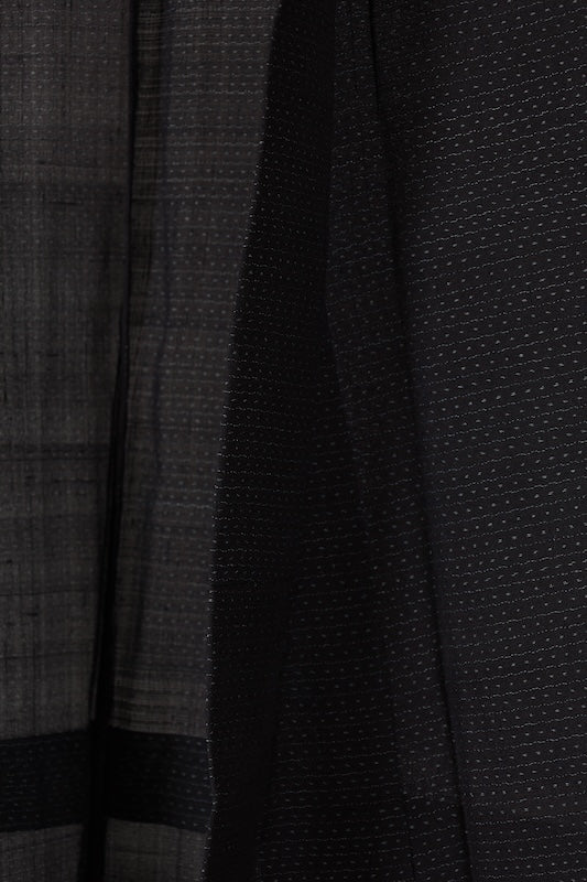 Men's summer Oshima Tsumugi  silk kimono used, shades of indigo, horizontal ikat pattern, handwoven, L148