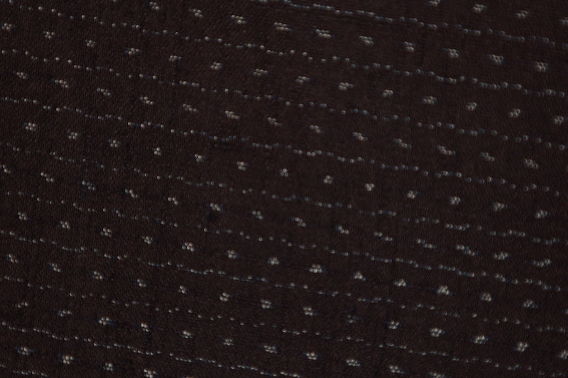 Men's summer Oshima Tsumugi  silk kimono used, shades of indigo, horizontal ikat pattern, handwoven, L148