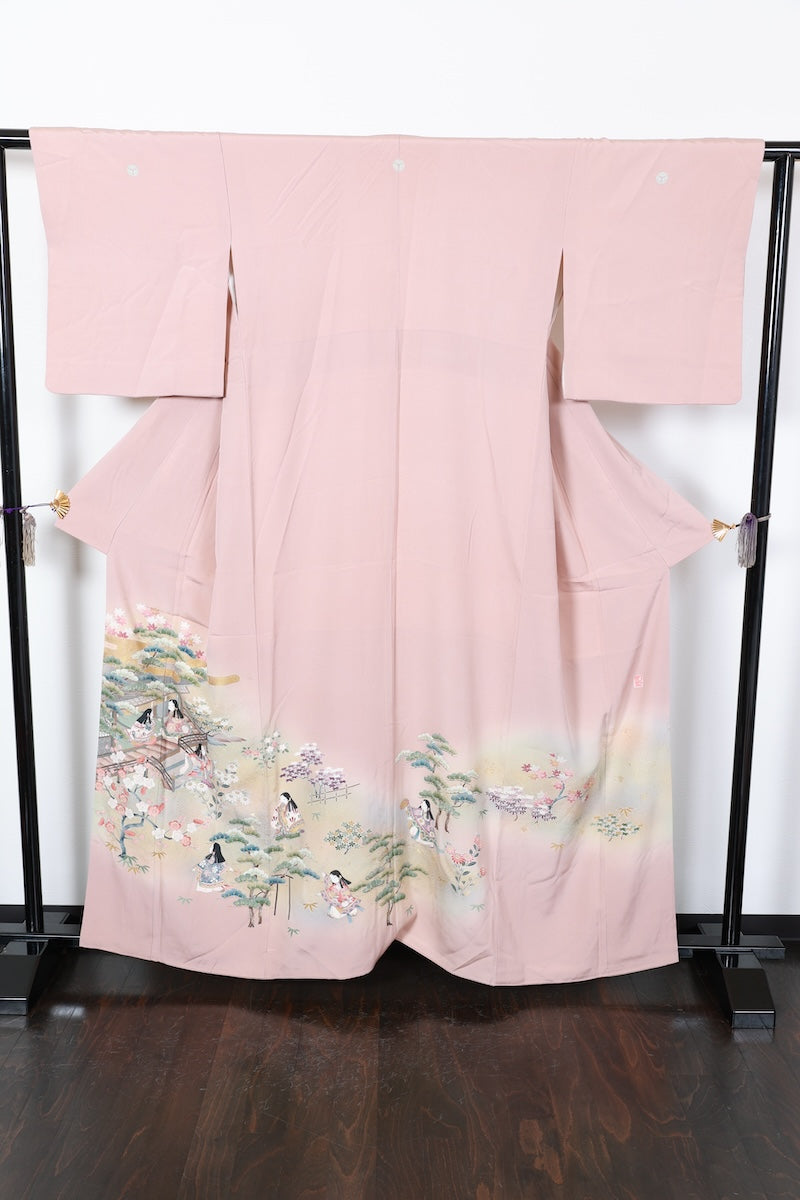 Irotomesode kimono Cherry blossom pink gold pre-owned /AZ55