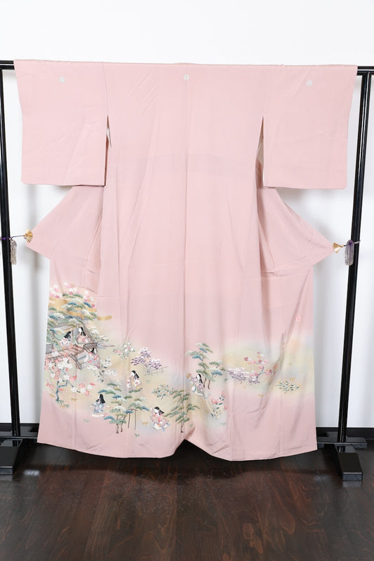 Irotomesode kimono Cherry blossom pink gold pre-owned /AZ55