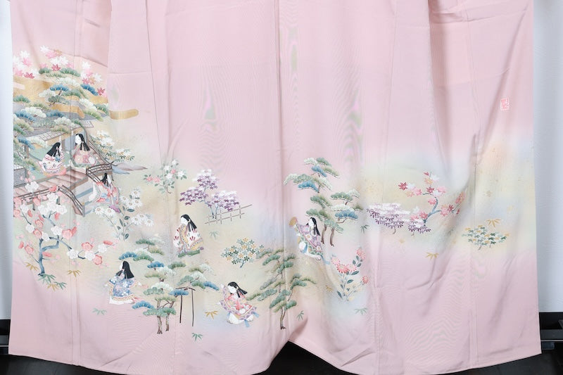 Irotomesode kimono Cherry blossom pink gold pre-owned /AZ55