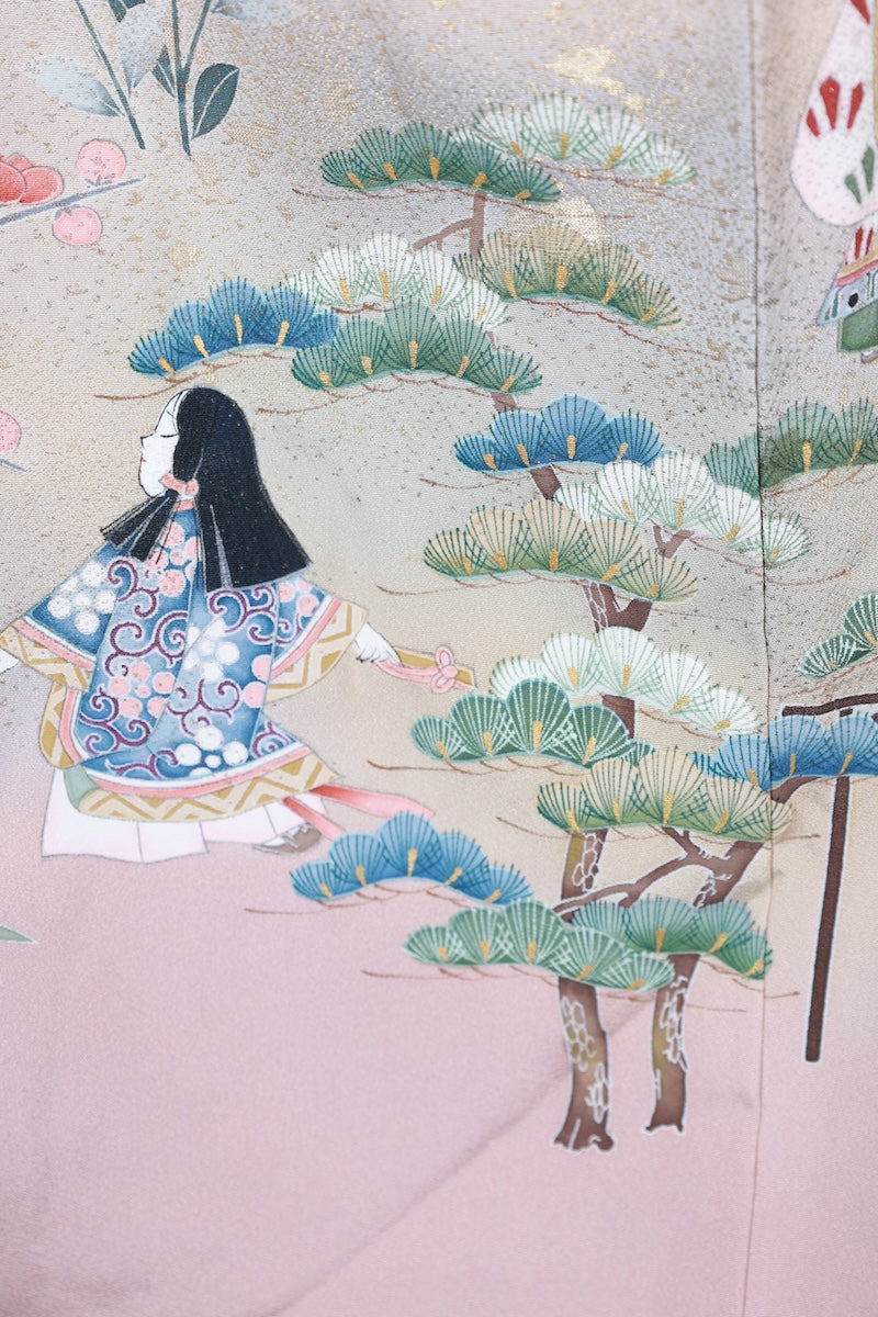 Irotomesode kimono Cherry blossom pink gold pre-owned /AZ55