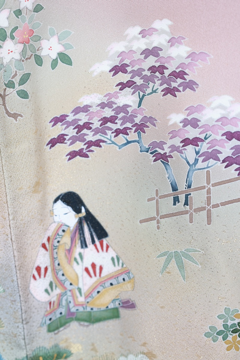 Irotomesode kimono Cherry blossom pink gold pre-owned /AZ55