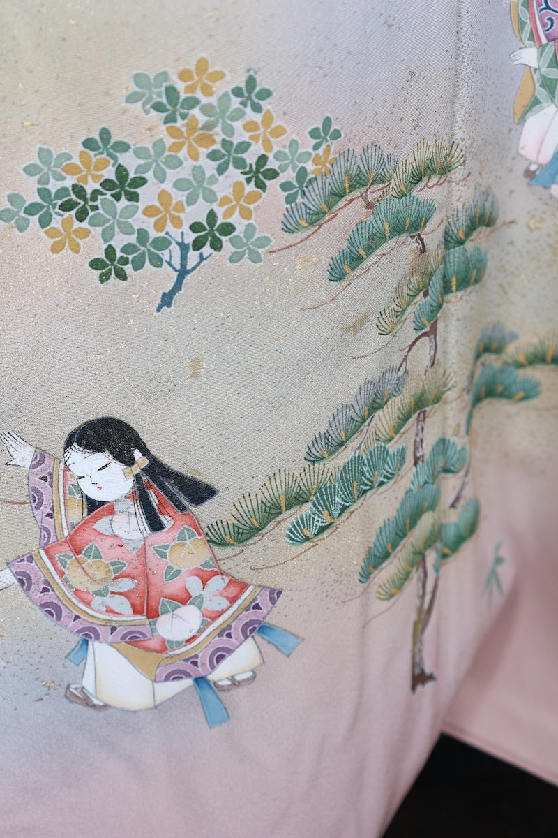 Irotomesode kimono Cherry blossom pink gold pre-owned /AZ55