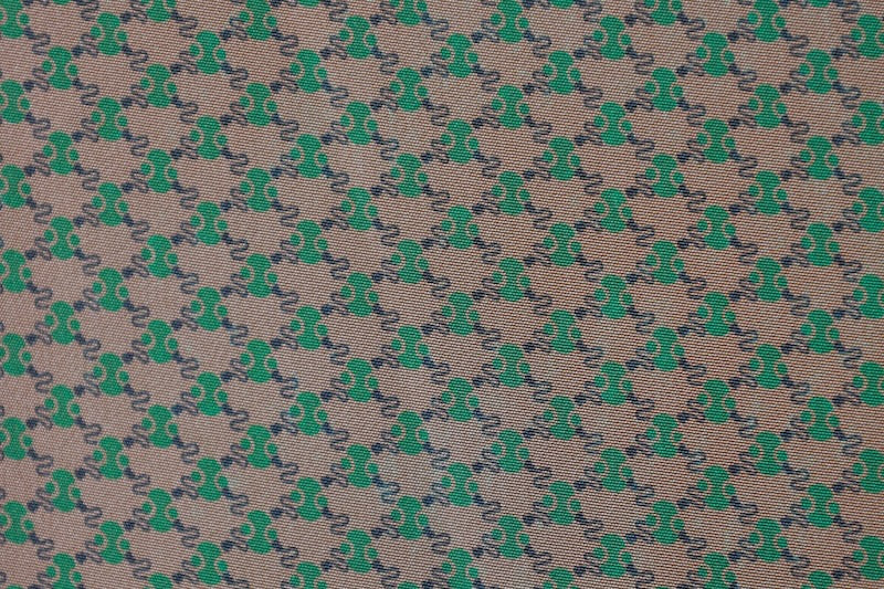 Japanease kimono used Komon  - Mustard Green - Abstract Pattern - L143