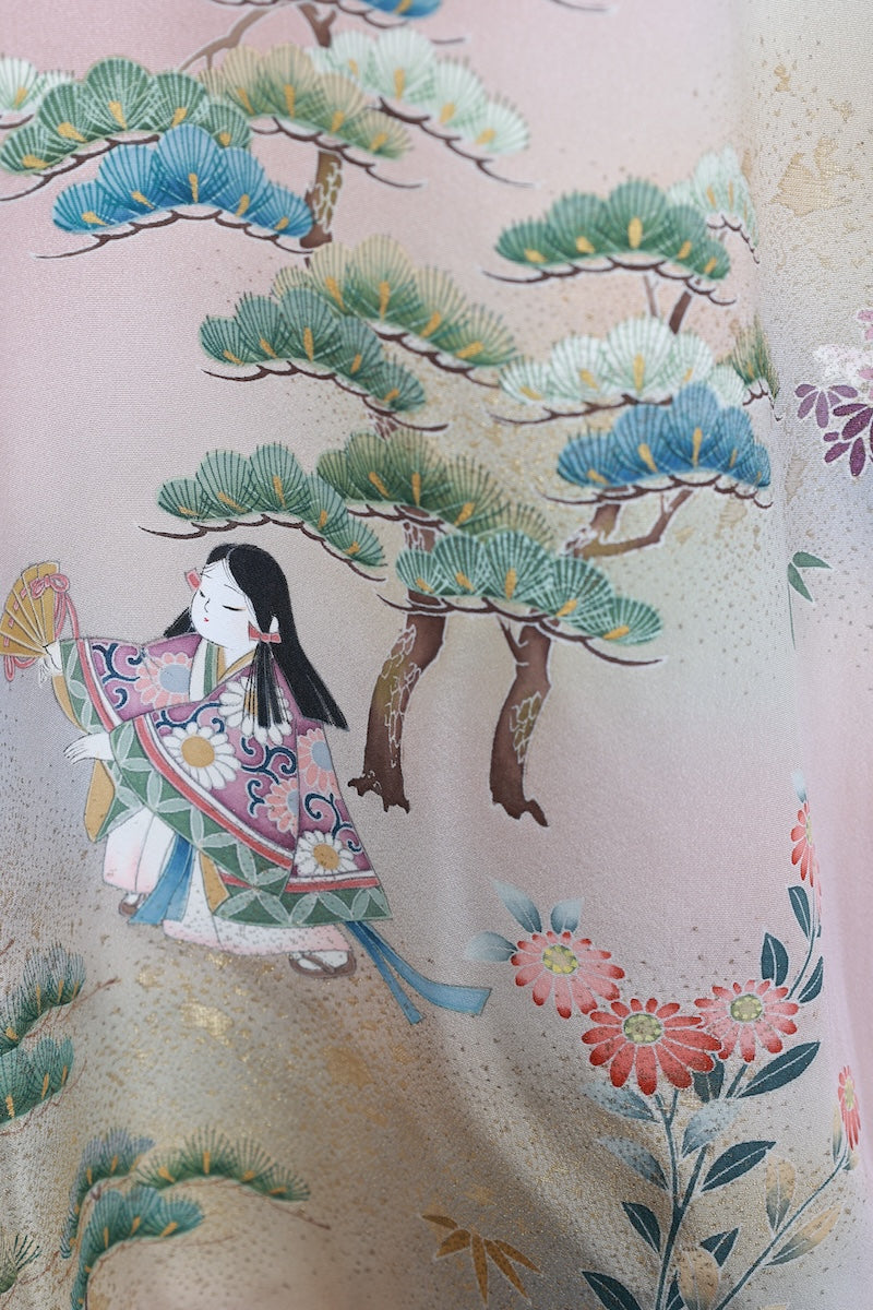 Irotomesode kimono Cherry blossom pink gold pre-owned /AZ55